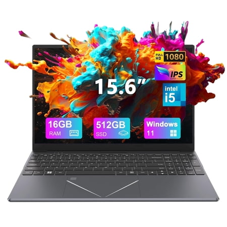 Laptop 15.6" Gaming Laptop, 16GB RAM, 512GB SSD, Intel I5, 1920x1200 IPS Screen with 4 Core Intel for and Stronger Graphics Processing Performance