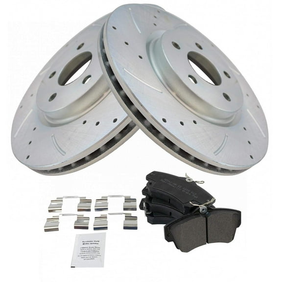 TRQ Front Performance Brake Pad & Rotor Kit Brake Pads Brake Rotors Set Semi-Metallic Fits Select 2001-2010 Chrysler PT Cruiser 2003-2005 Dodge Neon