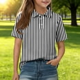 thumbnail image 2 of Boys Girls Short Sleeve Polo Shirt Cute Summer T-Shirts Striped Polo Shirts Black 150, 2 of 6