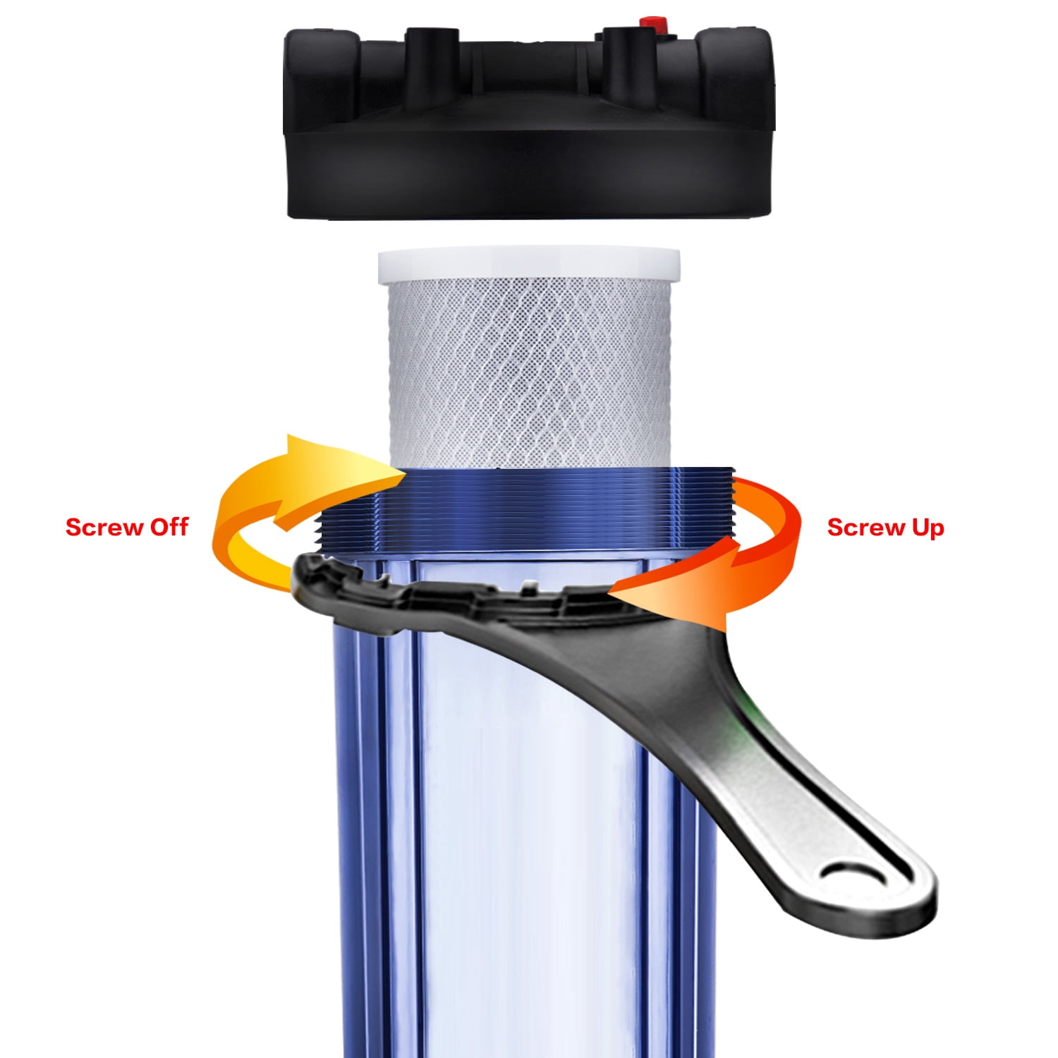 Geekpure 20 Inch Clear Whole House Water Filter Housing with Wrench Bracket -4.5" x 20" - 1" NPT Brass Port (4)