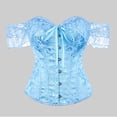 thumbnail image 5 of Women's Off-the-Shoulder Corset Top Ruffle Sleeve Sweetheart Neck Bustier Vintage Overbust Corset with Front Hook S, 5 of 5
