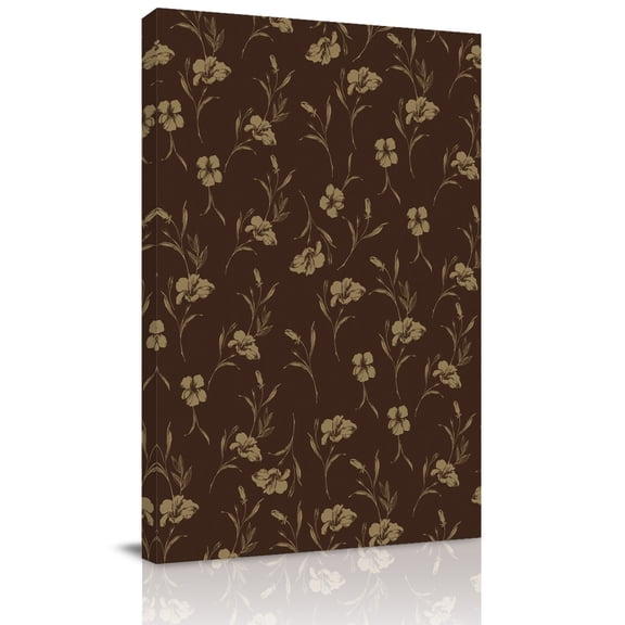 Canvas Wall Art, Brown Floral Framed Canvas Prints for Living Room Office, Vintage Spring Botanical Flowers Large Gallery Wrapped Wall Decor for Home Office, Gifts, 16"x24" Ship Next Day