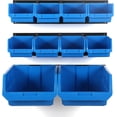 thumbnail image 2 of General Wall Mounted Storage Bins, Wall Storage Bins Parts Rack 10 Bins&3 Rails Wall Mount Tool Organizer Hardware Storage Organizer (Blue), 2 of 6
