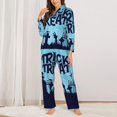 thumbnail image 2 of Vsdgher Halloween Trick Or Treat Pajamas Set Long Sleeve Sleepwear Womens Button Down Nightwear Pj Sets-Medium, 2 of 7