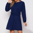 thumbnail image 6 of ChaoHeng Dresses for Women Plus Size on Dresses for Women Fashion Women's Spring/Summer Temperament Solid Long Sleeve Round-Neck Dress, 6 of 6