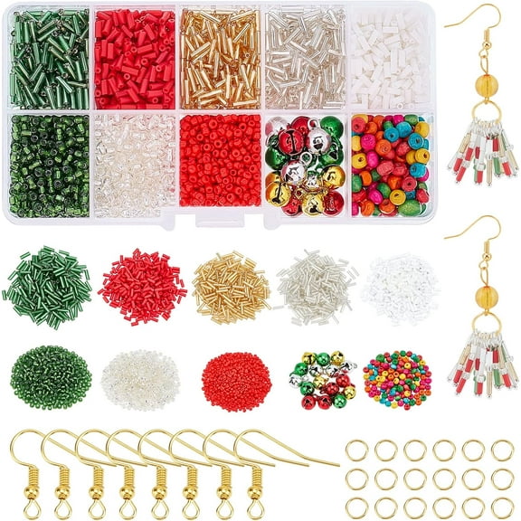 Christmas Ornament Kit Includes Glass/Resin/Wood/Xms Style Beads and Earring Making Kit for Earring Making Home Decor diy