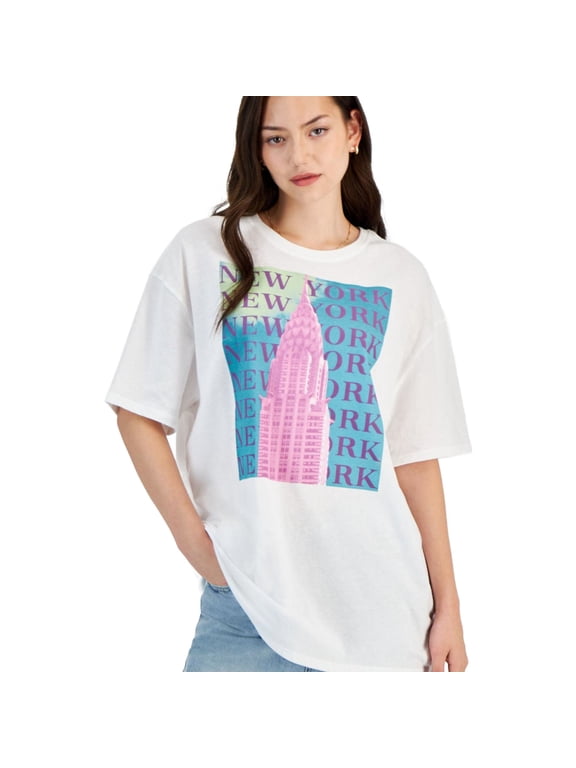 GRAYSON/THREADS Womens New York Graphic T-Shirt, Multicoloured, Juniors, Large