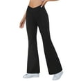 thumbnail image 3 of WLJ Women Cross-Over High Waist Flared Elastic Hip Tight Flared Yoga Pants, 3 of 6