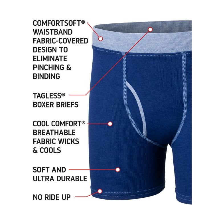 Hanes Boys Underwear, 7 Pack Tagless Boxer Briefs, Sizes S-XL 