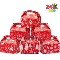 Joyfy 24 Pcs 3D Christmas House Gift Boxes for Holiday Xmas Presents, Goodie Paper Boxes, School Classroom Party Favor Supplies, Candy Treat Cardboard Cookie Wrapping Boxes