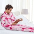 thumbnail image 6 of Fotbe Breast Cancer Ribbons Awareness Pattern Long Sleeve Pajama Set for Men,Sleepwear Set,2-piece Loungewear Set,Soft PJs Comfy Nightwear with Pockets-Small, 6 of 7