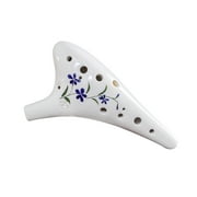 Ammoon 12 Holes Round Head Ceramic Ocarina Alto C Hand Painted Musical Instrument with Lanyard Music Score Protective Bag For Music Lover and Learner