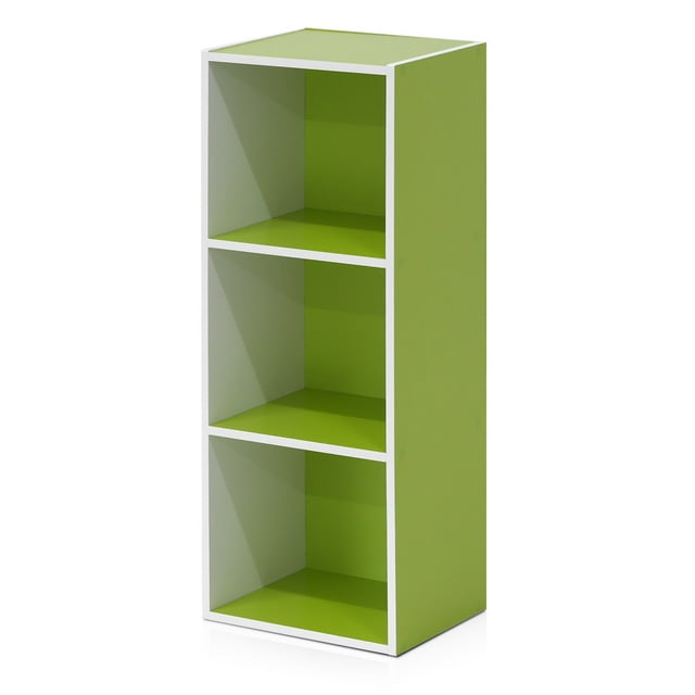 Librería Furinno Pasir con 3 niveles, estante abierto, blanco/verde