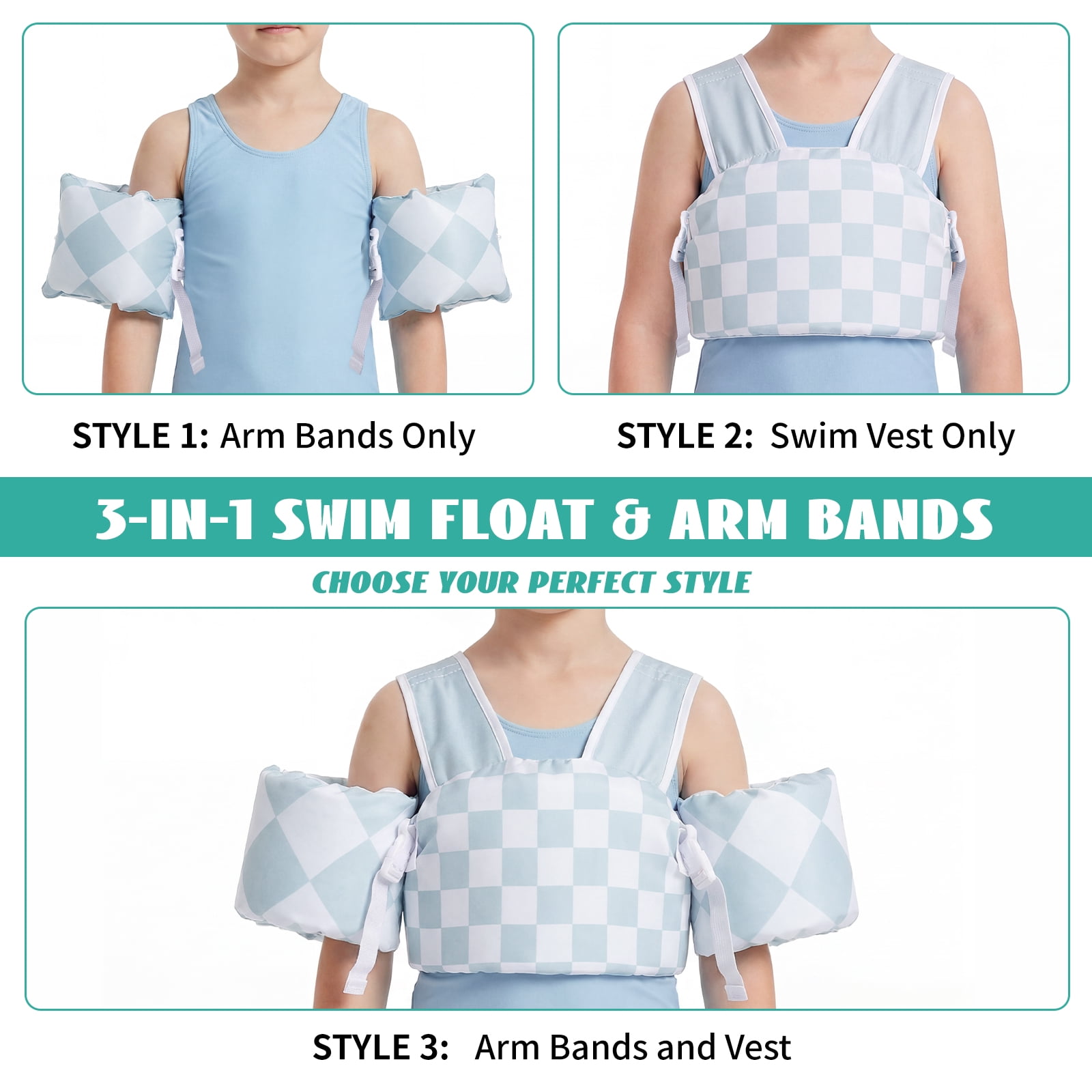 Gogokids Kids Toddler Swim Vest Life Jacket,Toddler Floaties Fit 22-66 Lbs,Pool Float Jumper Detachable Arm Floaties Water Wing for Boys Girls