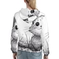 thumbnail image 7 of Daiia Cute Cat Meadow Sketch Pattern Women's Fashion Hoodies & Sweatshirts with Kangaroo Pocket Hooded Sweatshirt with Eye-catching Drawstrings-Large, 7 of 7