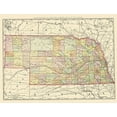 thumbnail image 2 of Rand McNally 18x15 Black Ornate Wood Framed with Double Matting Museum Art Print Titled - Nebraska - Rand McNally 1897, 2 of 4