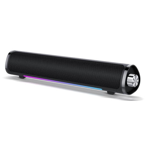Bluetooth Computer Speakers, 3.5mm PC Sound Bar for Desktop Monitor, Deep Bass 3.0 USB Powered for Computer Bluetooth Speaker, Colorful LED Lights with Switch Button, Surround Sound PC Spearkers