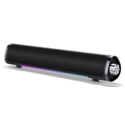 Bluetooth Computer Speakers, 3.5mm PC Sound Bar for Desktop Monitor, Deep Bass 3.0 USB Powered for Computer Bluetooth Speaker, Colorful LED Lights with Switch Button, Surround Sound PC Spearkers