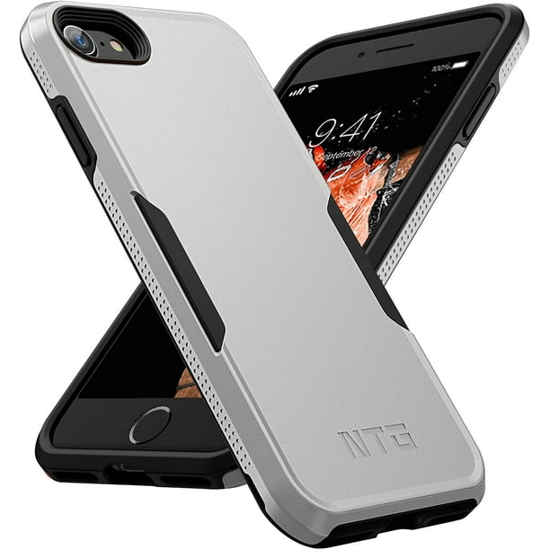 NTG Coque pour iPhone SE Case, Protection Mince Translucide Dos Dur avec Étui en Silicone (Gris)