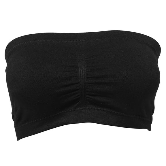 OFFIGAM Women Strapless Bras Black Chinlon Bandeau Top With Removable Pads 1Pack For Dinner