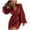 Red, variant on Lenpel Women's Sequin Rompers Sparkly Wrap V Neck Belted Lantern Long Sleeve Short Jumpsuits Party Club Dance Outfits