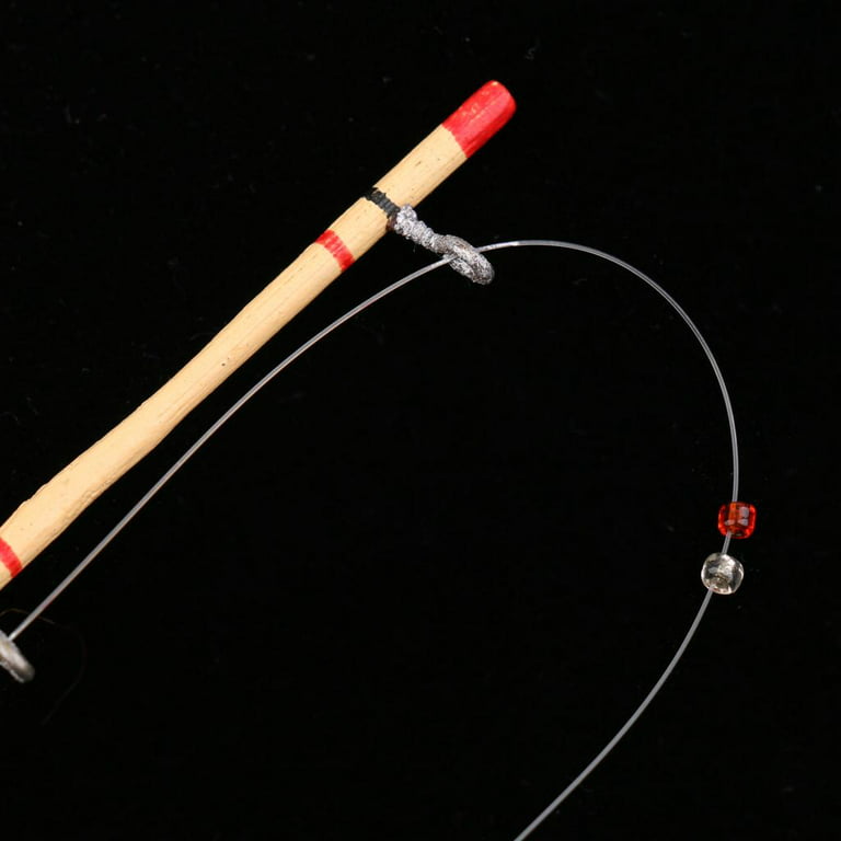 1/12 Dollhouse Miniature Wooden Fishing Rod Fishing Pole Model Accessory  Toy 