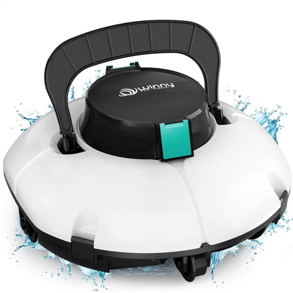 (2026 Upgrade) Cordless Robotic Pool Cleaner, Automatic Pool Vacuum with Dual Filters for Flat Above-Ground Pools up to 645 sq.ft, 80-Min Runtime, Auto-Parking (White & Green)