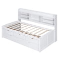 thumbnail image 6 of [Luckynote]Twin Size Wooden Captain Bed with Built-in Bookshelves,Three Storage Drawers and Trundle, White Wash, 6 of 10