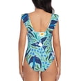 thumbnail image 6 of Yiaed Flying Swallows Print Women's Ruffled One Piece Swimsuit V Neck Swimwear Slimming Monokini for Woman-XX-Large, 6 of 8