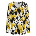 thumbnail image 4 of LYWC Vibrant Cowhide Spots - 1183 Long Sleeve Shirts For Women Oversized Tshirts Tops Tees Fall T-Shirts V Neck, 4 of 7