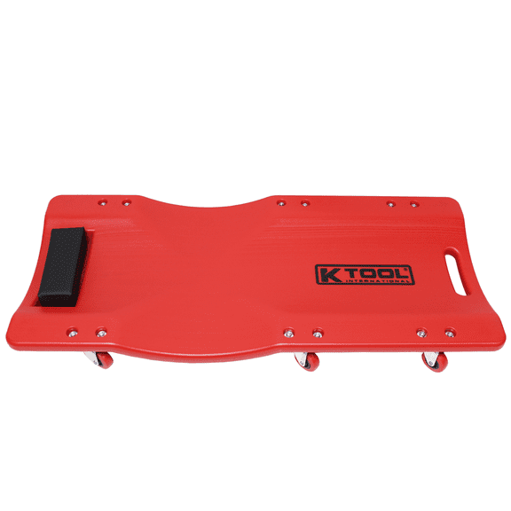 K Tool 74936 36" Automotive Floor Creeper, HDPE, Swivel Casters, Padded Headrest