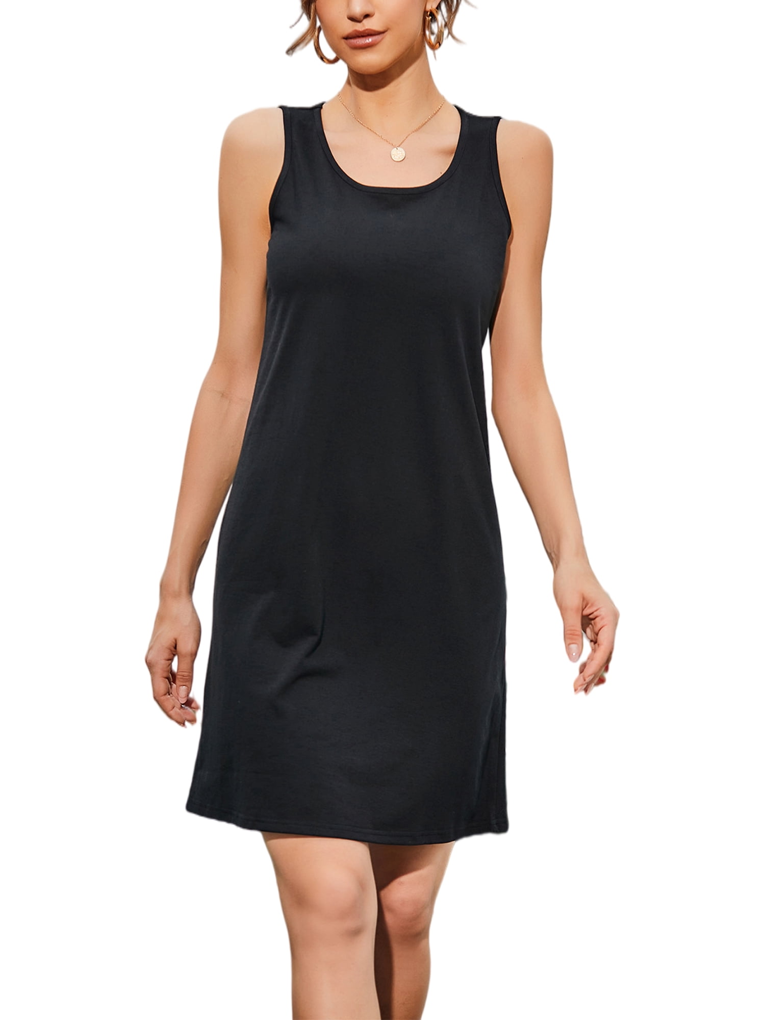 Niuer Womens Lounge Pajama Dress Casual Sleeveless Nightshirt Loose