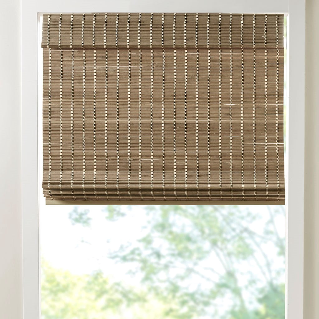 MAYEERTY Bamboo Light Filtering Privacy Roman Window Shade, Natural, 64" L x 31" W