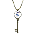 thumbnail image 1 of Blue Lotus Lotus Flower Dragonfly Key Necklace Pendant Tray Embellished Chain, 1 of 3