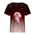 thumbnail image 5 of Dyegold Summer Tops for Women 2023 Trendy, Women Blouses and Tops Fashion Short Sleeve Rose Print Gradient Shirts Tee Casual Crewneck Summer Trendy ​Tunic Tops, 5 of 5