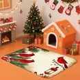 thumbnail image 6 of 3PCS Kitchen Mat set, Welcome Door Flannel Rug,Home Decor for Front Door,Kitchen, Bathroom, Red Cardinals Holly Berries Christmas Theme Pattern ,Great Thanksgiving Day, 6 of 9