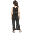 thumbnail image 2 of YiZYiF Kids Girls Casual Chiffon Outfit Set Ruffles Rhinestone Maxi Jumpsuit,Sizes 4-14, 2 of 7