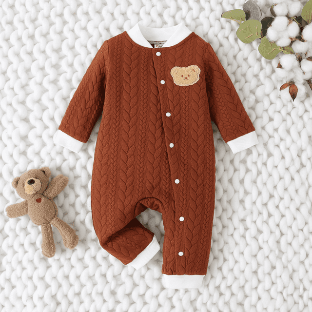 PatPat Combinaison Tricotée Brodée Style Ourson pour Bébé Fille/garçon