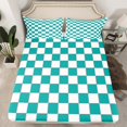 thumbnail image 2 of Feelyou Fashion Turquoise Buffalo Full Size Sheets, Chic Check Plaid Bed Sheets, Teens Kids Boys Girls Sheet Sets, Ultra Soft Bedroom Decor, 4-Piece, 2 of 7