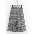 thumbnail image 1 of EIMELI Women High Waist Skirt Summer Female Irregular Ruffle Skirts Vintage Button Long Retro Cute Black, 1 of 6