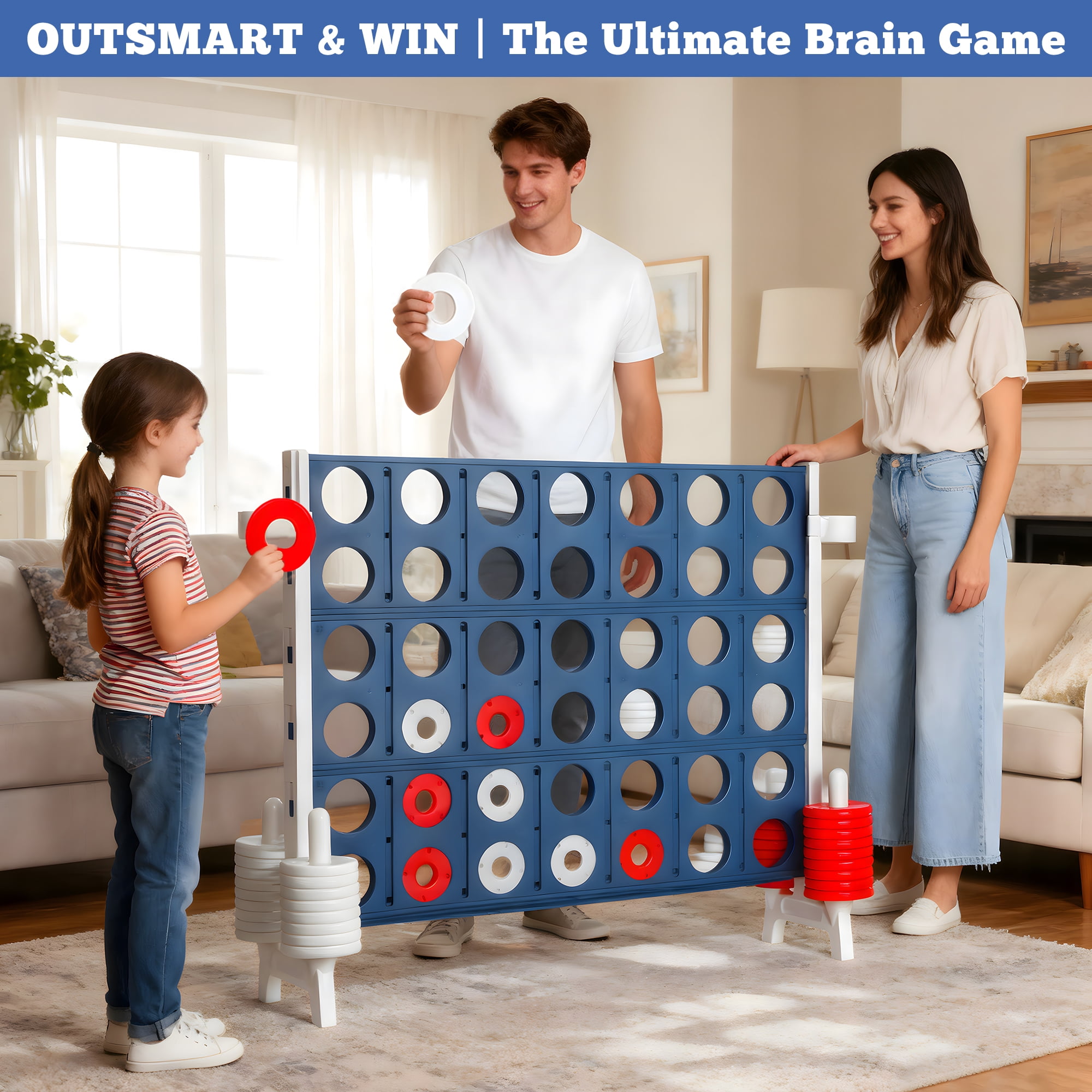Giant 4-in-a-Row Outdoor Game Set for Kids and Adults, Jumbo 4-to-Score Game for Family Party Games Birthday Gifts