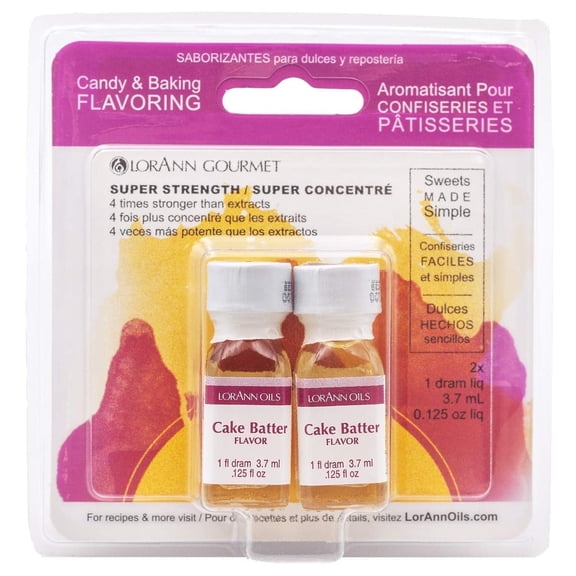 LorAnn Oils Super Strength Flavoring - Used For Candy Making, Flavoring Extracts, Baking, Hard Candy, and Flavor Oils - Bold, Natural Flavors 4X Stronger Than Extracts - Cake Batter, 1 fl dram
