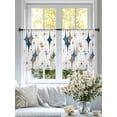 thumbnail image 4 of Blue Brown Diamond Sheer Curtains 45 Inch Length 2 Panels Set Window Treatments, Modern Geometric Middle Century Rod Pocket Semi Curtains for Living Room/Bedroom/Kitchen Décor, 104"W x 45"L, 4 of 7