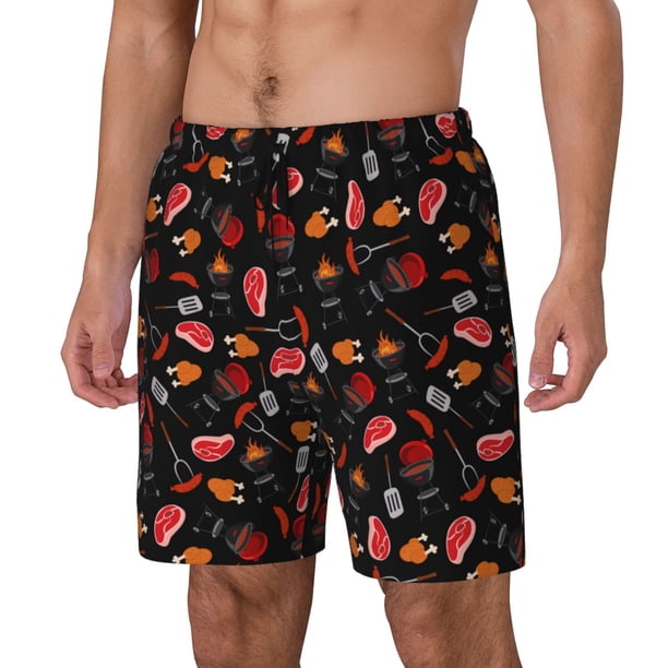 Fotbe BBQ Traje de Baño para Hombre – Shorts de Natación de Secado Rápido con Forro y Bolsillos-Small