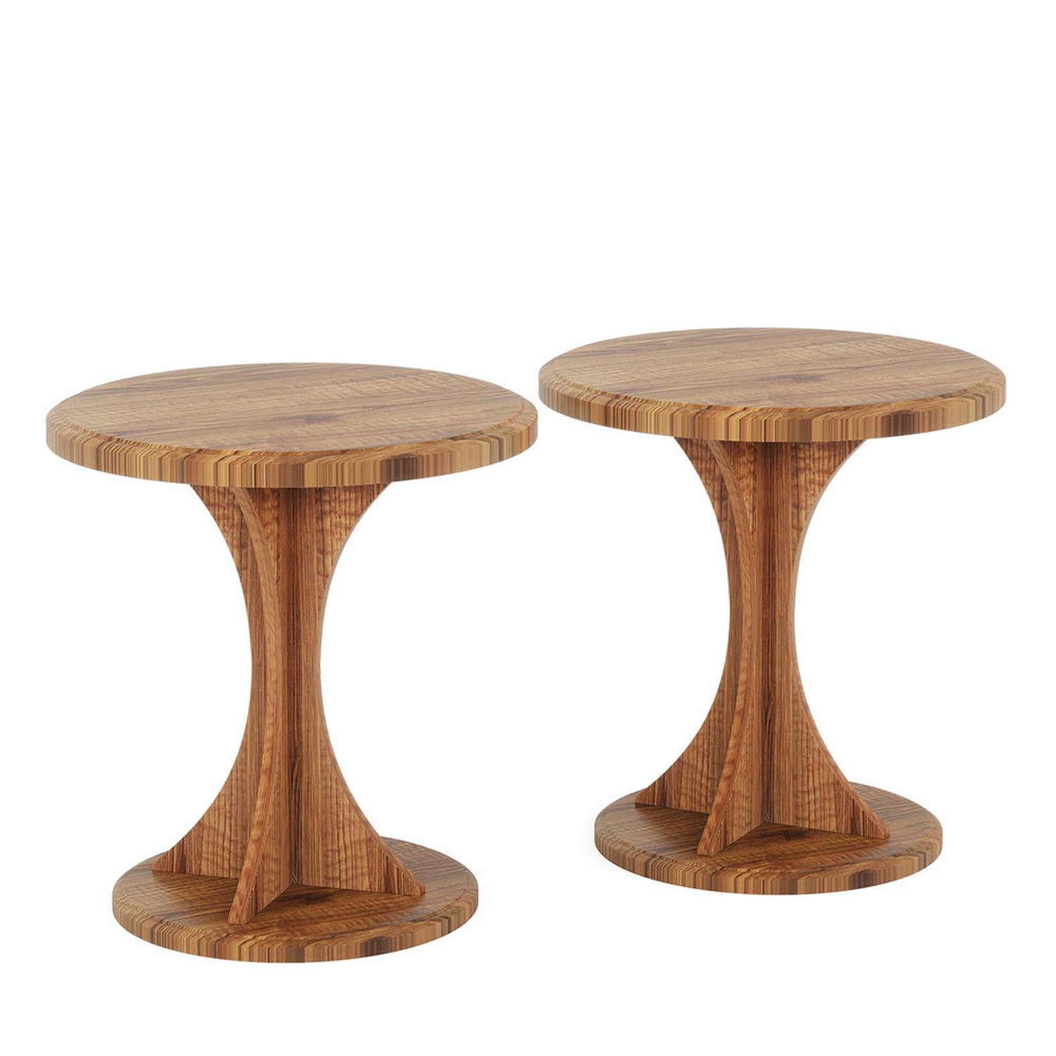 Demi Bonn Modern Round Sofa Side Table, Wood End Table Bedside Table for Small Spaces, Living Room, Bedroom, Brown