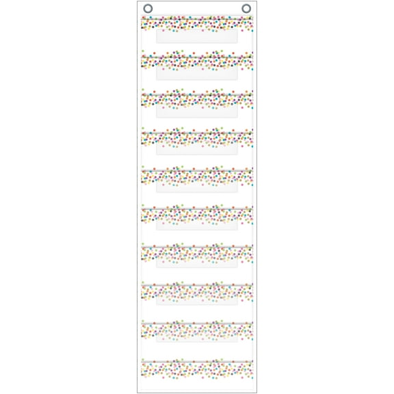 Teacher Created Resources File Storage Pocket Chart, 10 Pockets, Confetti, 14" x 58"