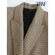 thumbnail image 3 of TRAF-chaqueta a cuadros de doble botonadura para mujer, abrigo Vintage de manga larga con bolsillos y solapa, prendas de vestir exteriores, prendas de vestir elegantes, 3 of 5