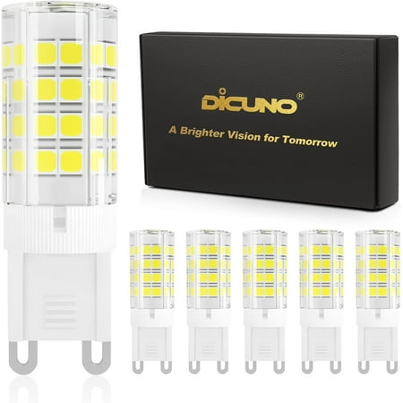 

G9 LED Bulb 40W Halogen Equivalent Daylight White 6000K 110V 120V 220V 450LM Ceramic G9 Bi-Pin Base 4W LED Bulbs Non-dimmable for Chandelier Lighting 6 Packs