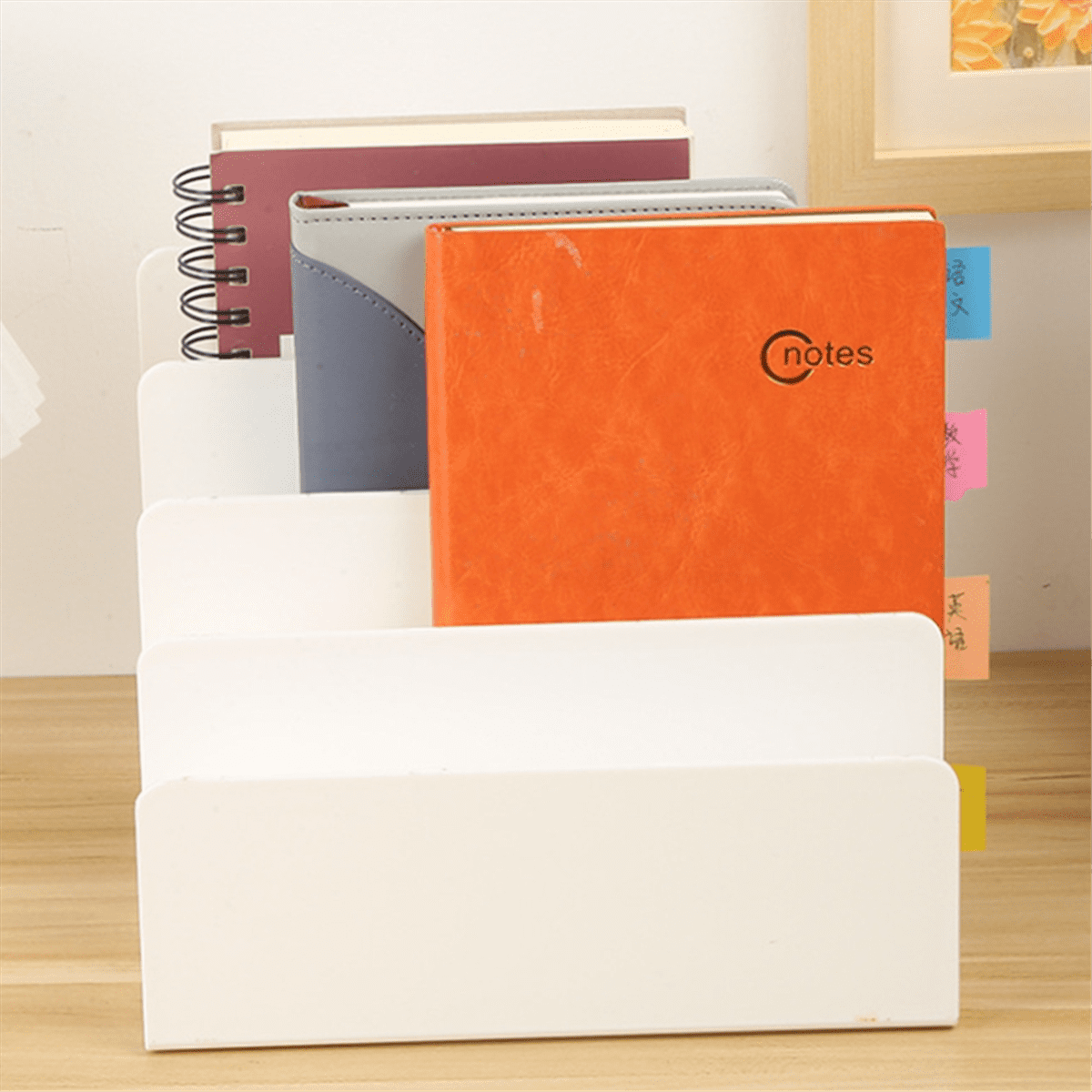 Desktop File Organizer, 4 Partition Desk Storage and Accessories Folder Sorter for Mail Stationery Electronics