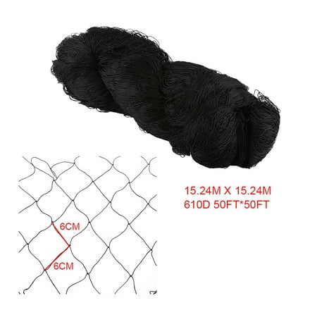 Nylon Hay Net Heavy Duty Anti Bird Net Netting,Protection Mesh Net for Farms Vineyard Agricultural Planting,Black(nylon,50'x 50') ()
